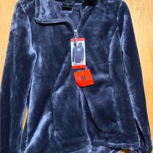 32 Heat Plush Blue Gray Zip-Up Soft Fleece Jacket